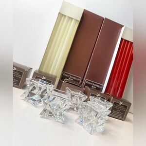 Slim Taper Candle Crystal Lead Cut Vintage Avon Candle Holders Unopened Stacking